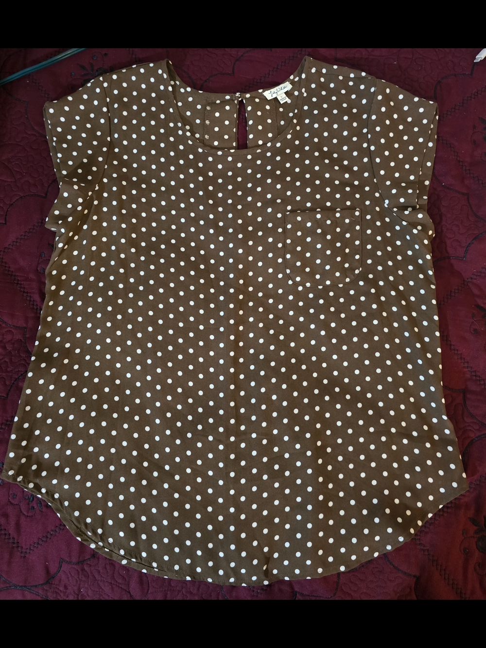 Lilly Pulitzer Brown Polka Dot Short Sleeve Blouse